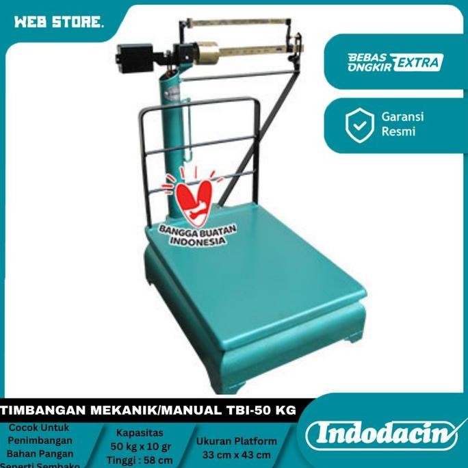 Timbangan Duduk Lantai Barang Mekanik Manual Geser Tbi 50Kg Dacin Besi