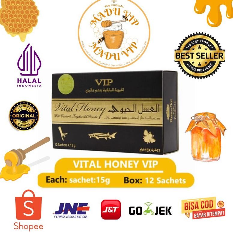 VIP Vital Honey Original 100% (1 box isi 12 sachet) Madu Kuat pria Etumax