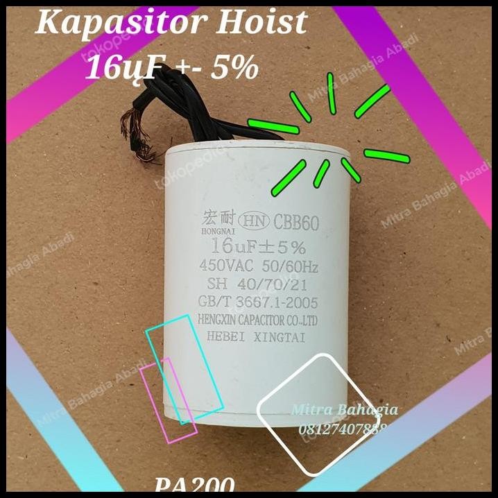 Kapasitor Mini Hoist Seri PA 200 300 500 600 800 1200 kg