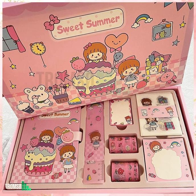 

Tersedia Tromso 5in1 Diary Set Buku Harian Anak Perempuan Gift Set Sticker Tapes Sticky Notes