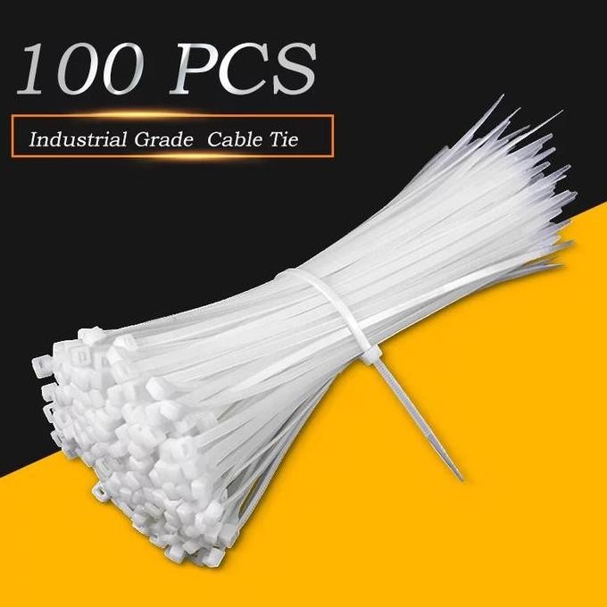 

Diskon! Cable Tie Nylon Putih 25cm x 4.8mm isi 100pcs - Kabel Tis Kuat Tahan Tarik