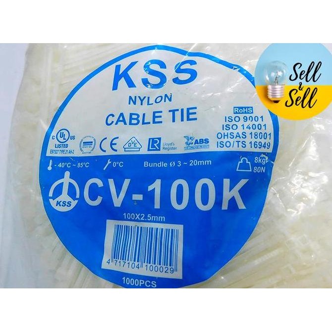 

Diskon! Cable Ties KSS CV-100 10cm (Hitam/Putih) - Isi 1000pcs Cable Tie Mini