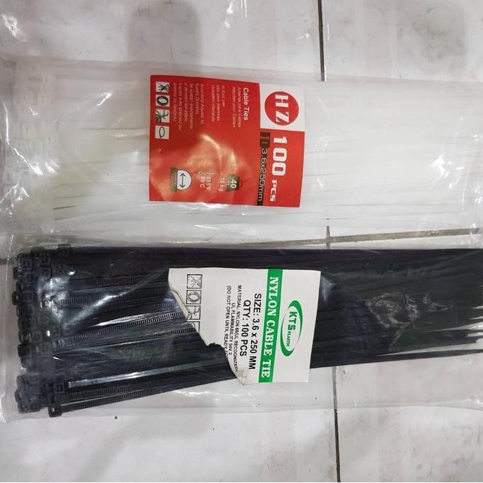 

Diskon! Cable Ties 25cm x 3.6mm (Putih & Hitam) - Nylon Ties Serbaguna Isi 100pcs