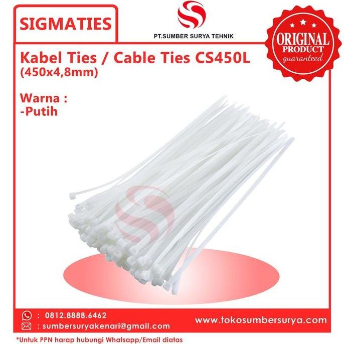 

Diskon! Kabel Ties Sigma CS450L 450x4.8mm Putih Panjang Jumbo - 100pcs