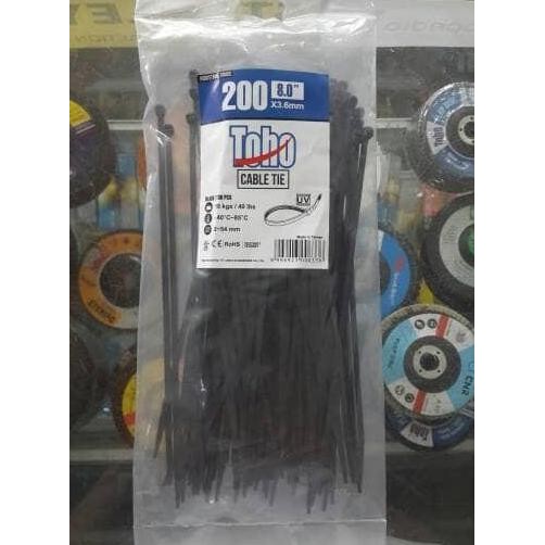 

Diskon! Cable Ties TOHO 3.6mm x 200mm Hitam Putih - Kabel Tis Nylon Isi 100pcs