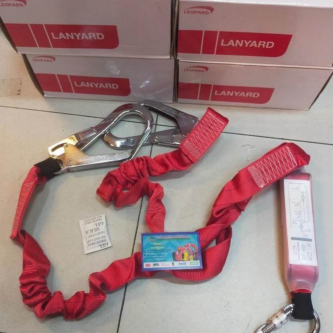 

Lanyard Ganda Elastis Dengan Absorber Leopard Lp 0464 / Double Lanyard New Stok