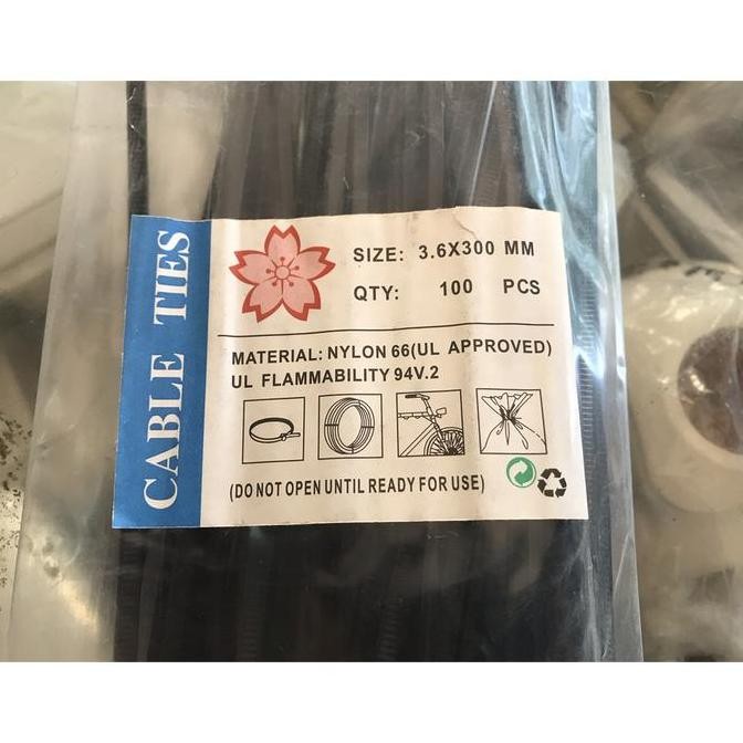 

Diskon! Cable Ties 30cm x 3.6mm UL Standard isi 100pcs - Kabel Tis Putih