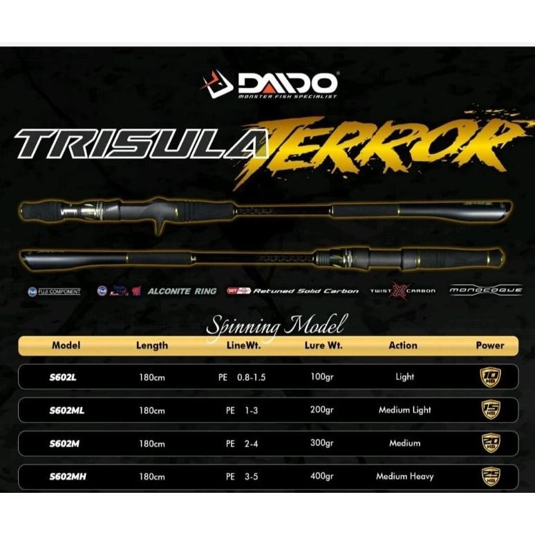 Terlaris Joran Daido Trisula Terror 602 Bc Spinning Twist Carbon