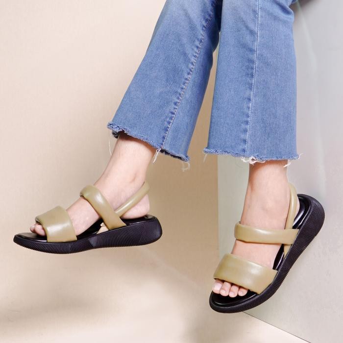 Sc Lapepa Valerie Moss Green Wedges | Sandal Platform Wanita Dua Ban Tali Strap Belakang Kekinian Wa
