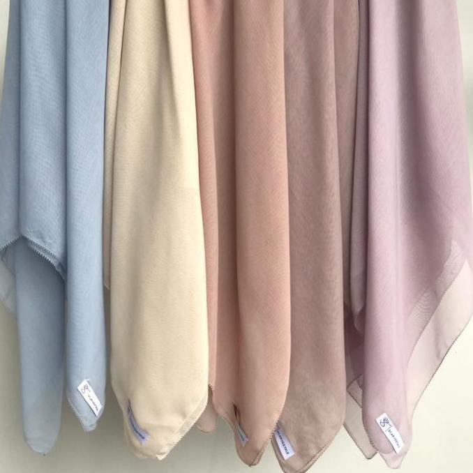 (Allthebest) Paris Jepang Premium Hijab Segiempat JahitTepi Adem Tegak Nyaman Syari
