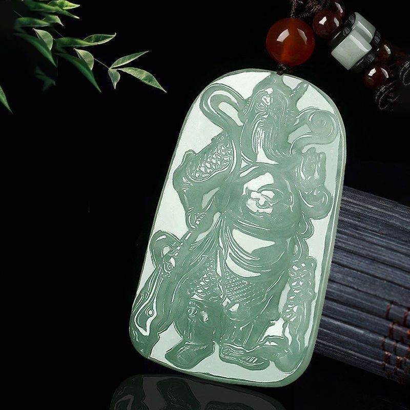 Liontin Jade Guan Gong untuk Pria dan Wanita a Liontin Dewa Kekayaan Merek Huo Yu yang Menarik Kekay