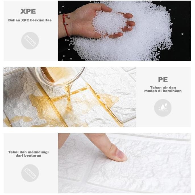 (Allthebest) Wallpaper 3D Foam Emboss. Sticker Dinding 3D Merah Bata.