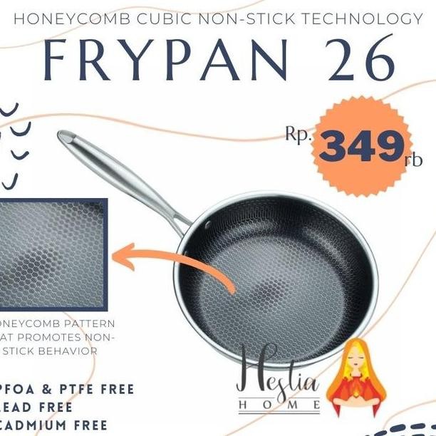 Home Pro Fry Pan Stainless Steel 26 Cm Wajan Anti Lengket Honeycomb