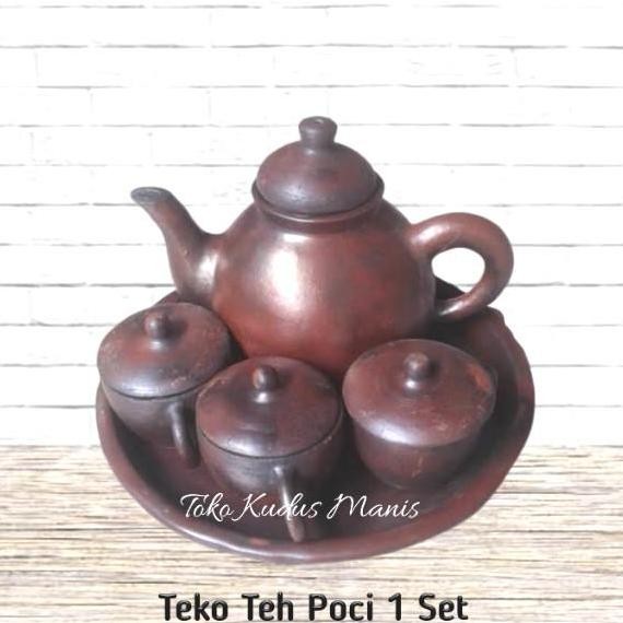 (Allthebest) Teko Teh Poci 1 Set 3 Cangkir / Teko Poci Set / Teko Tanah satu set