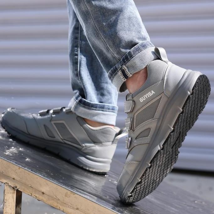 Alfathi Sepatu Safety Ringan Ori By Guyisa Grey Velcro New Stok