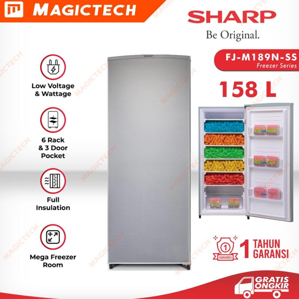 Promooo KULKAS FREEZER 1 PINTU SHARP FJ-M189N 6 RAK 158L