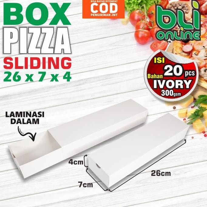 (Allthebest) Box Pizza Sliding POLOS 26 x 7 x 4 / isi 20pcs / Box Pizza Panjang / Box Pizza persegi 