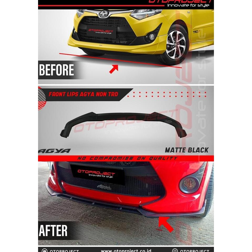 FRONT LIPS BUMPER A.N AGYA /AYLA 2018 MATTE BLACK (NON TRD) Best Original