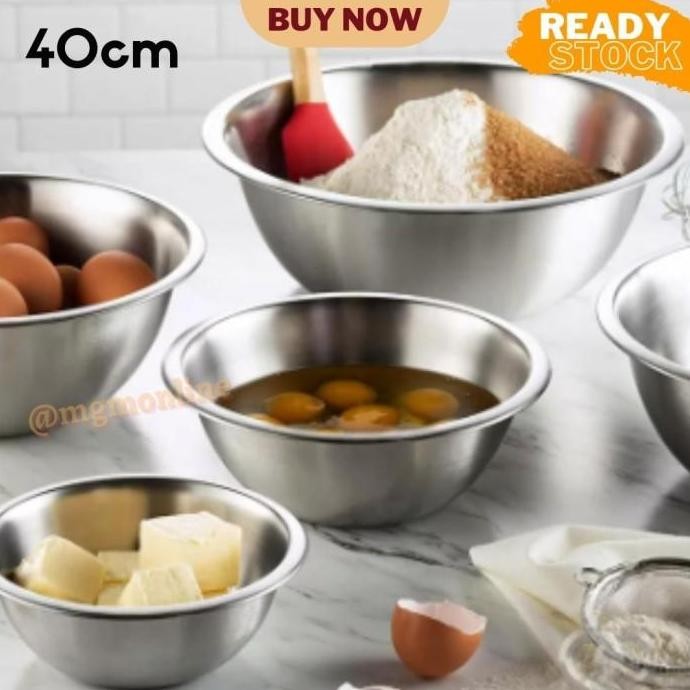 (Allthebest) Baskom stainless 40CM TEBAL mangkok Mixing Bowl Jumbo