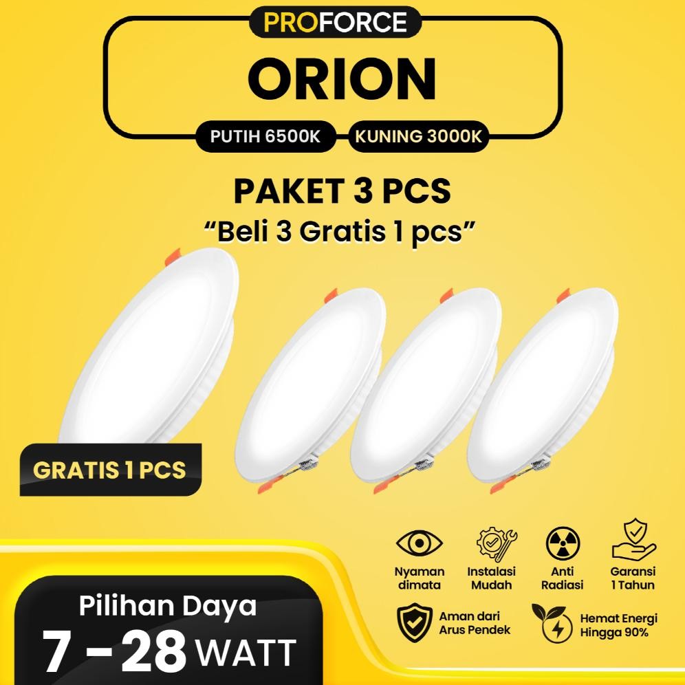 Terlaris Paket 3 Pcs Proforce Lampu Downlight Panel Plafon Led Warna Cahaya Putih Dan Kuning Orion G
