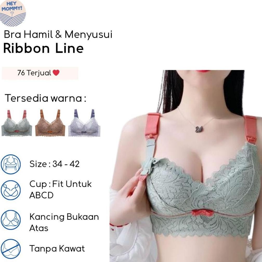 Terlaris Heymommy.Id - Bra Menyusui Ribbon Line | Bh Menyusui Nursing Bra Maternity Bra Breastfeedin