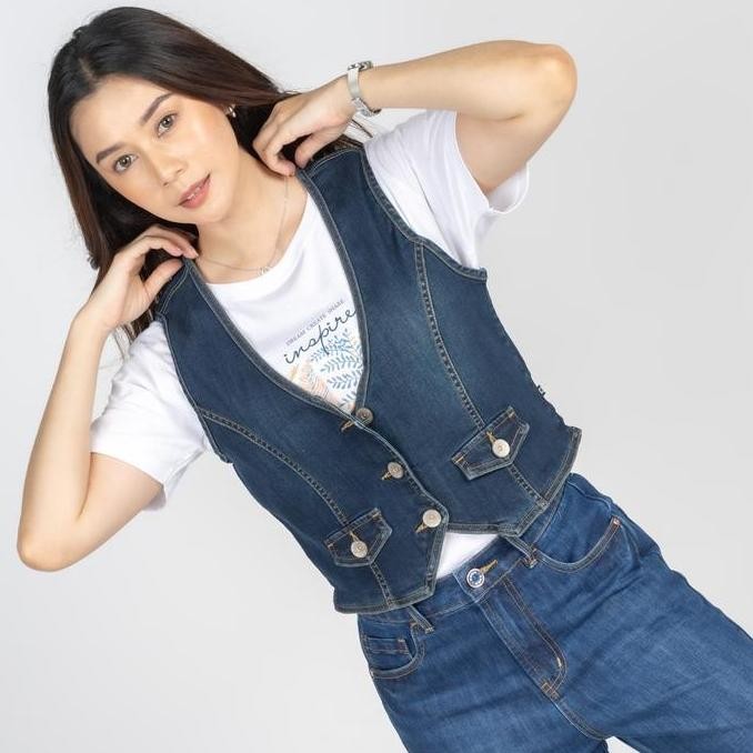 Grosir C2 Louise Navy Crop Outer Wanita