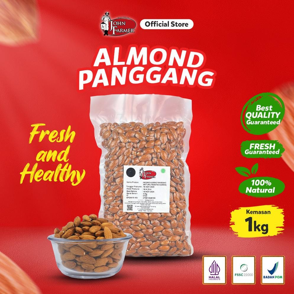 

Terlaris John Farmer - Almond Natural Roasted (Almond Panggang) 1 Kg