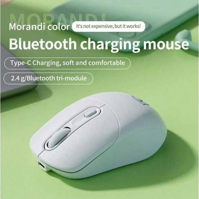 Mouse Wireless Bluetooth + 2.4G For Universal Tablet Android Ios Samsung Apple Ipad Huawei Laptop Pc