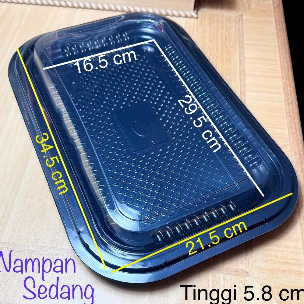 Flash Sale [Isi 10] Nampan Plastik Sedang 1628 Alas+Tutup / Nampan Mika Sedang Tanggung M 1628 / Nam