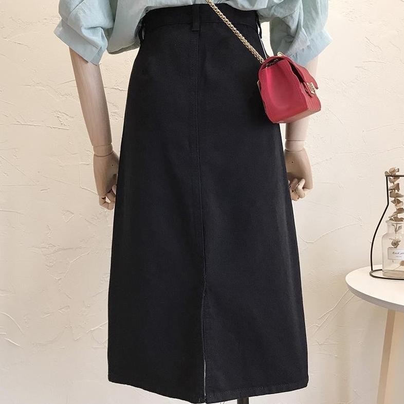 New XIAOZHAINV Rok Korean Style Panjang A-line Fashion rok jeans Rok jeans wanita rok jeans panjang 