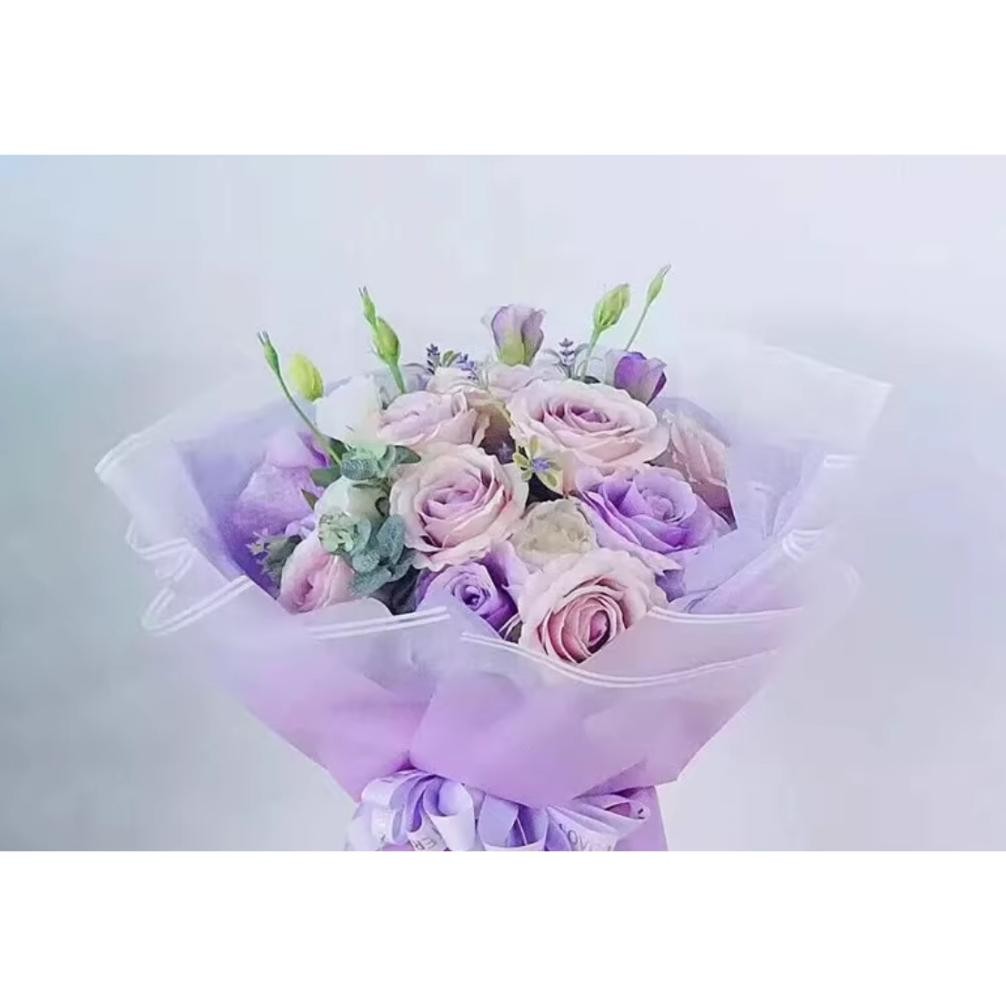 

20 Lembar Kertas Bunga Buket Transparan Garis Gradient Flower Wrapping Cellophane / Kertas Buket Gradasi aSt