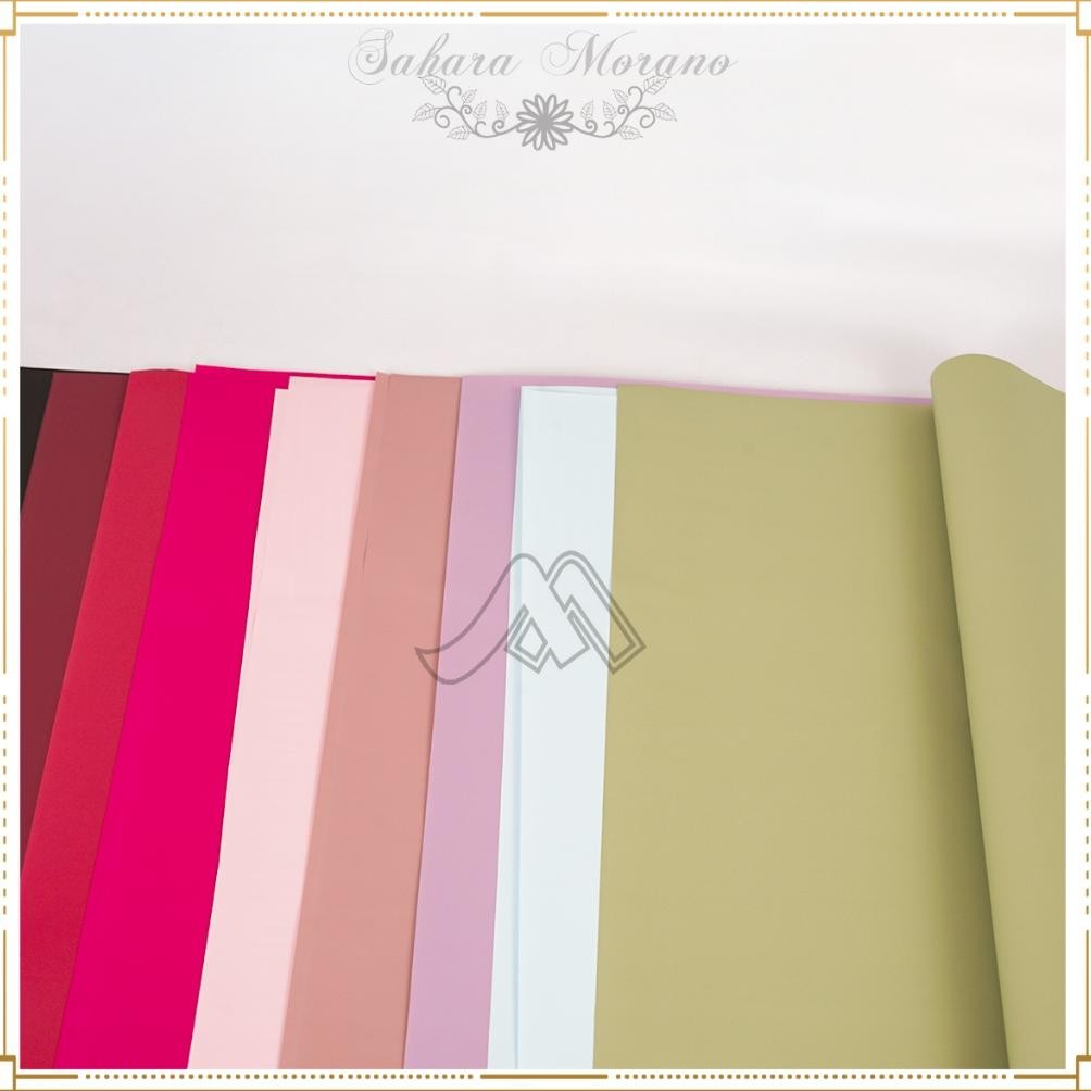 

20 Pcs Flower Wrapping Paper Full Color Paper Cellophane Waterproof Kertas Buket Bunga Warna Polos Glossy aSt