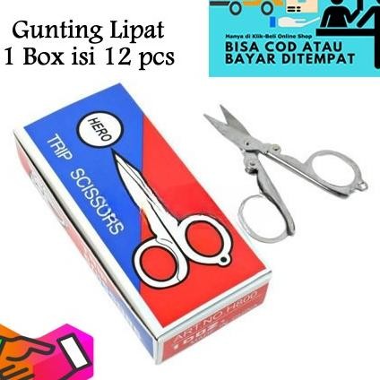 

Hero Gunting Lipat Saku Kecil Lusinan Folding Trip Scissors Isi 12 Pcs