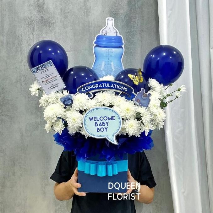 Ready Dqueen Florist Bunga Box Newborn Balon Baby Hampers Lucu