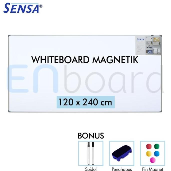 

Siap Kirim Papan Tulis Gantung Magnetik Single Face Sensa 120x240cm + Spidol