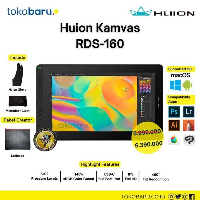 TERBARU - Huion Pen Display KAMVAS 16 PRO Garansi Resmi 1 Tahun