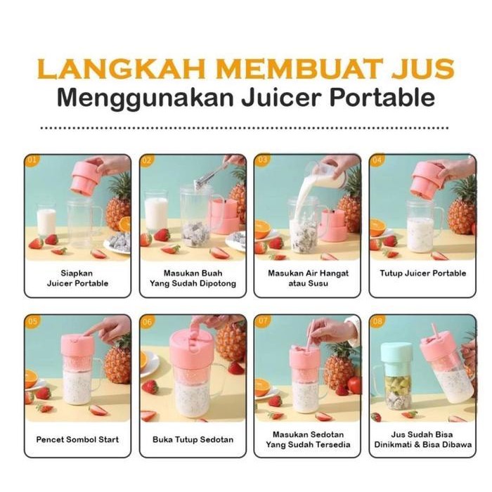 Ns Blender Jus Portable Mini 6 Pisau Listrik Usb Gelas Sedotan Baterai Juicer