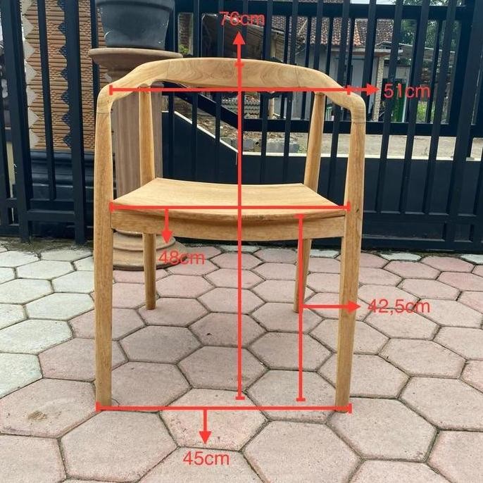 Kursi Cafe Selly Bubut Kayu Jati - Kursi Santai Kayu Jati - Kursi Selly Minimalis Modern Kayu Jati