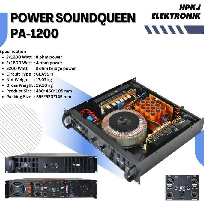 POWER AMPLIFIER SOUNDQUEEN PA-1200 POWER SOUNDQUEEN PA 1200 ORIGINAL DAN TERPERCAYA