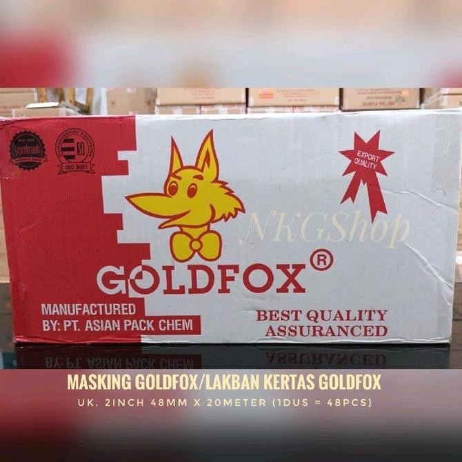 

MASKING TAPE/LAKBAN KERTAS GOLDFOX 2INCH 48MMX20MTR (MIN 1DUS=48ROLL) ORIGINAL DAN TERPERCAYA