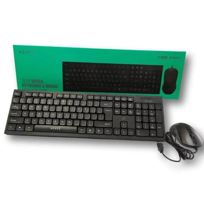 Combo Keyboard Mouse Wired Heatz Zk28 Bentuk Ramping Dan Nyaman -Cetropart Co