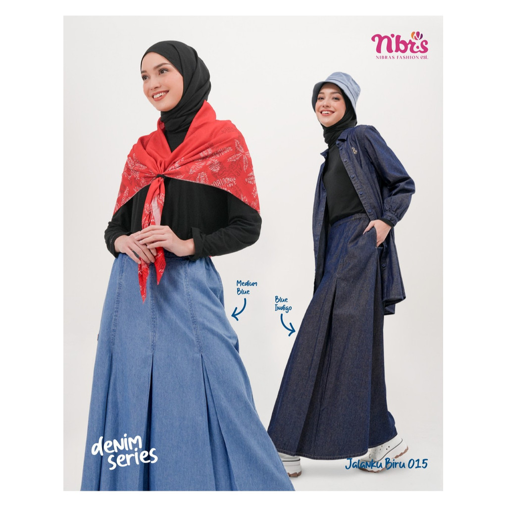 Nbrs Terbaru Nibras Jalanku Biru 015 Rok Jeans Nibras Denim Series