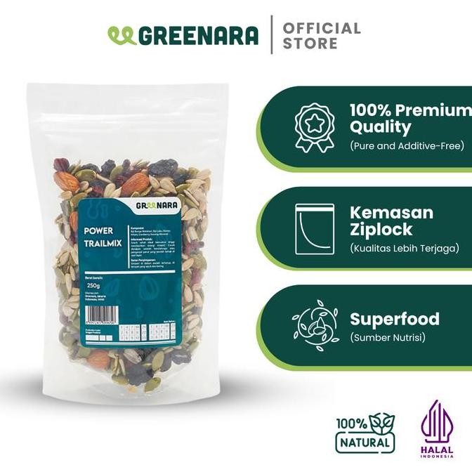 

Greenara Power Trail Mix 250g - Snack Sehat & Cemilan Kering Natural Stok Terbatas