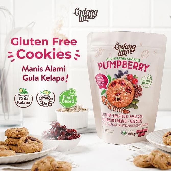 

Ladang Lima Gluten Free Pumpberry Cookies 180gr - Kue Kering Bebas Gluten Stok Terbatas