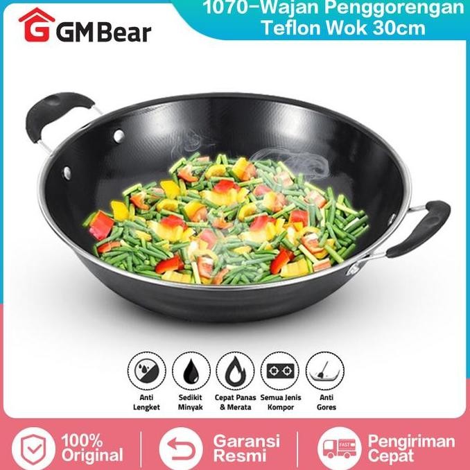 NC GM Bear Wajan Penggorengan Wok Pan - Wajan Penggorengan Teflon Wok