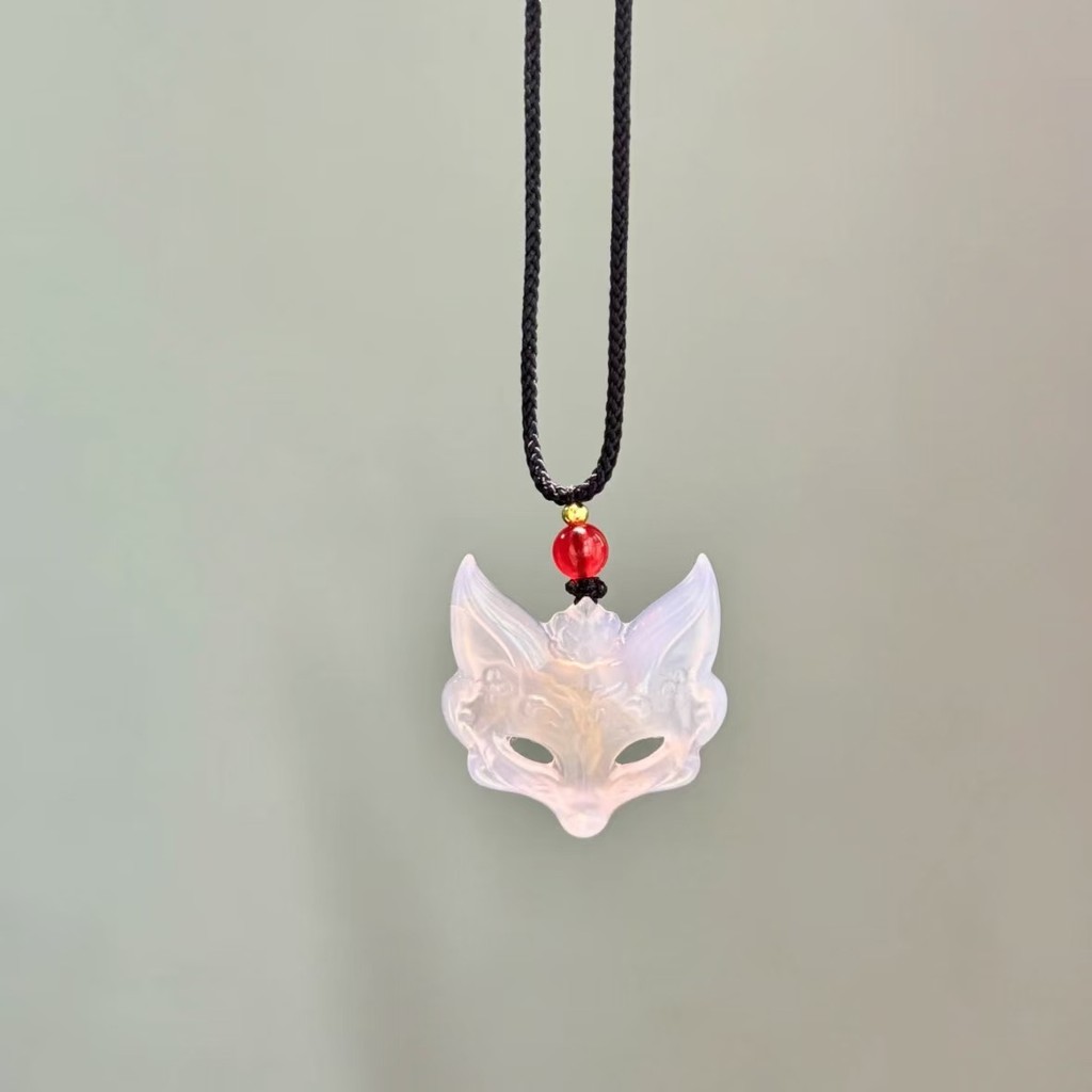 Fox Mask Necklace Chinese Style Aesthetic Fox Pendant Guardian Spirit Unisex Woven Couple Best Frien
