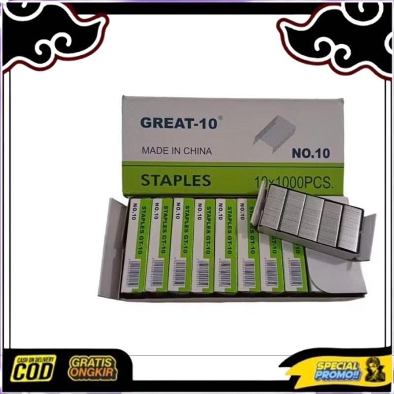 

Siap Dikirim 1Box Isi 10 Pak Kecil Isi Staples Gs 10 Ada 10X1000Pcs Stapler Refill No 10