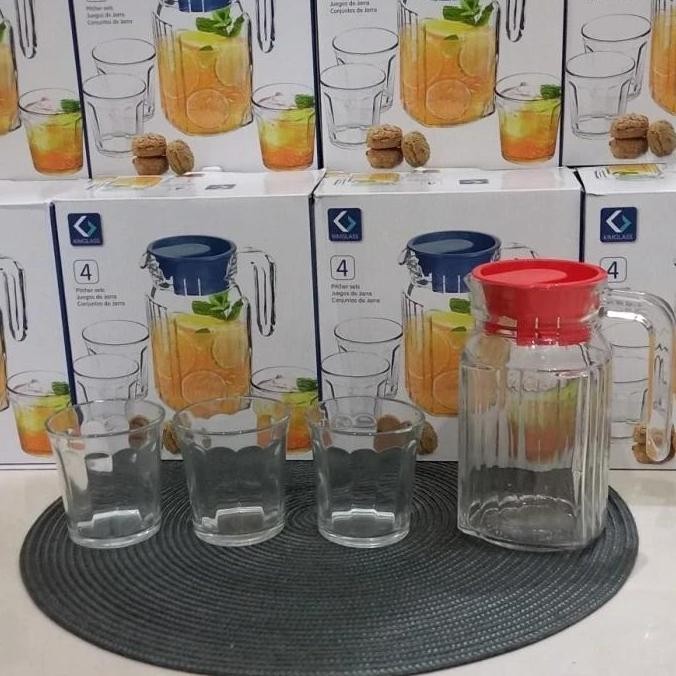 NC Teko set Burgos/verona/Pitcher Set 4 in 1 Kimglass Gelas Teko Kado Isi 4 Bahan/Teko satu set/Teko