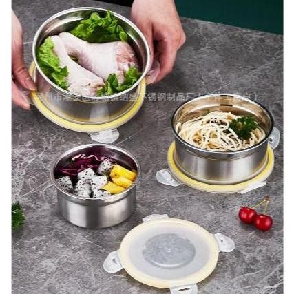 Toples Bulat Tupperware Stainless Dengan Penutup Klip Seal Anti Tumpah