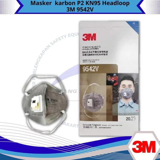 Masker Kn95/N95 3M 9542V Carbon Active Headloop - Original Co
